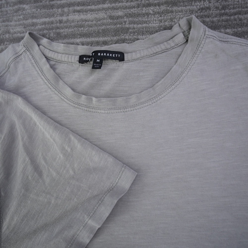 Robert Barakett Kamloops T Shirt Men Gray Solid Crew Neck 100% Cotton Medium